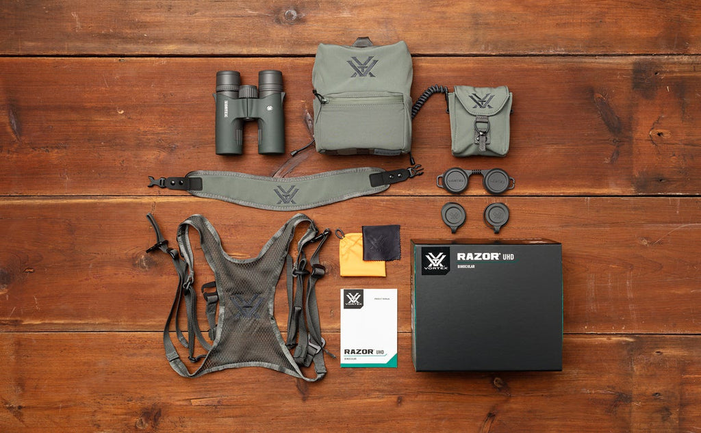 Vortex Razor UHD 8x32 Binocular - what's in the box