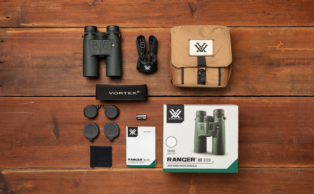 Vortex Ranger HD 3000 10x42 Rangefinding Binocular - what's in the box