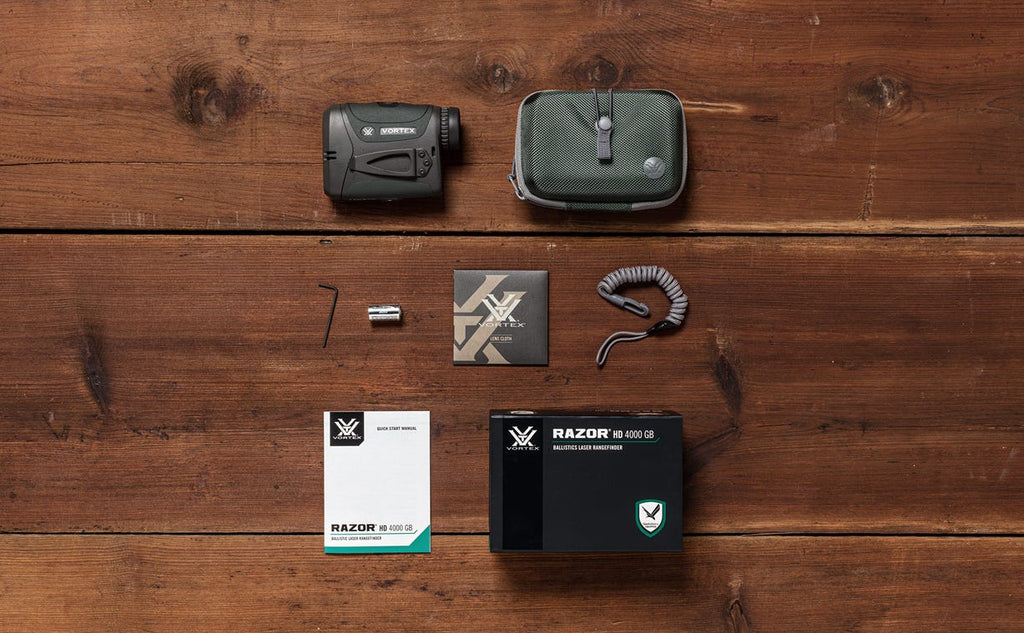 Vortex Razor HD 4000 GB Ballistic Laser Rangefinder - what's in the box