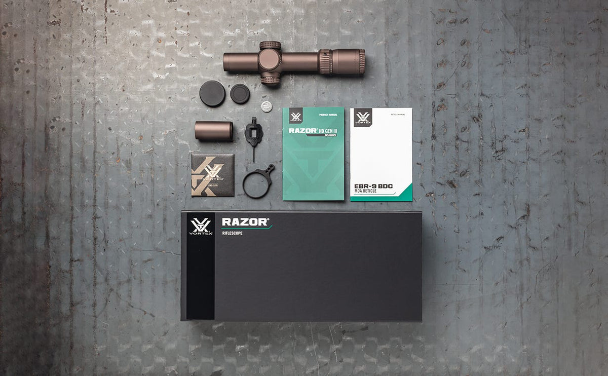Vortex Razor HD Gen III 1-10x24 FFP Riflescope - what's in the box