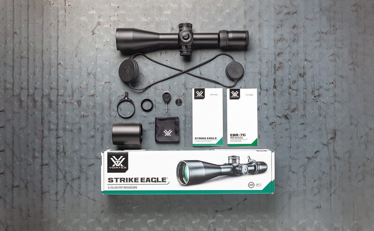 Vortex Strike Eagle 5-25x56 FFP Riflescope - what's in the box