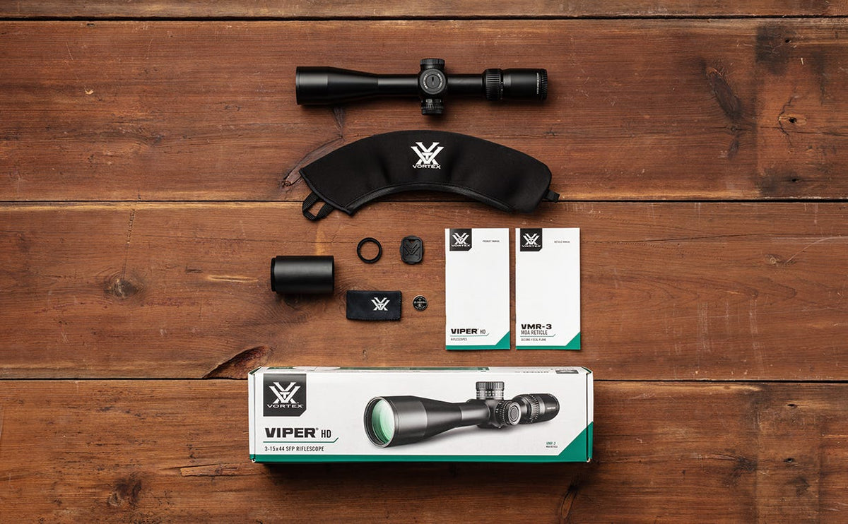Vortex Viper HD 3-15x44 SFP VMR-3 Riflescope - what's in the box
