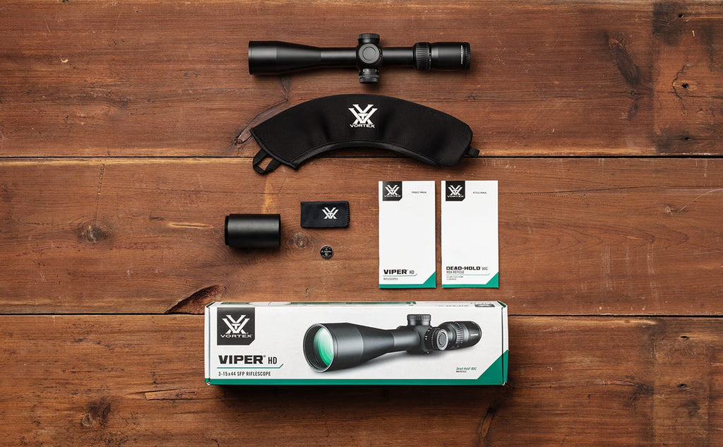 Vortex Viper HD 3-15x44 SFP Dead-Hold BDC Riflescope - what's in the box