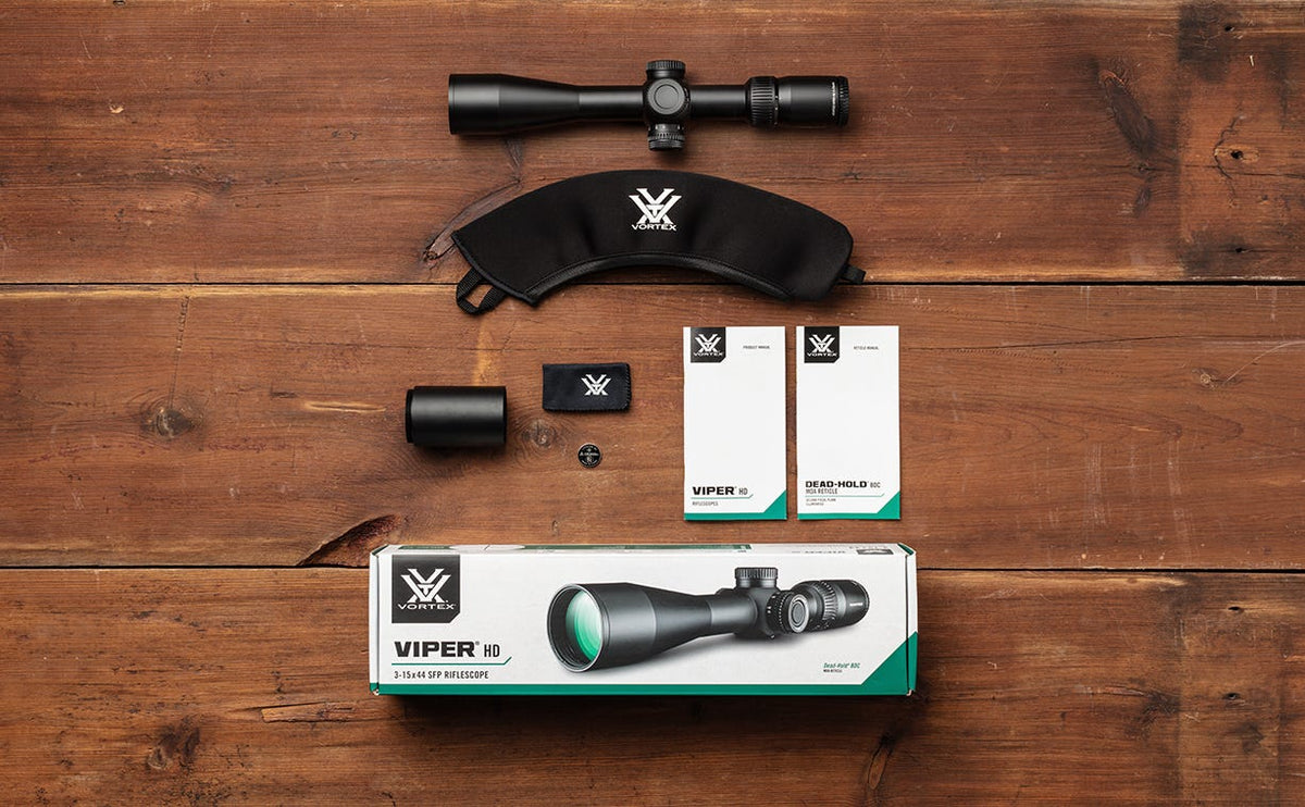 Vortex Viper HD 3-15x44 SFP Dead-Hold BDC Riflescope - what's in the box