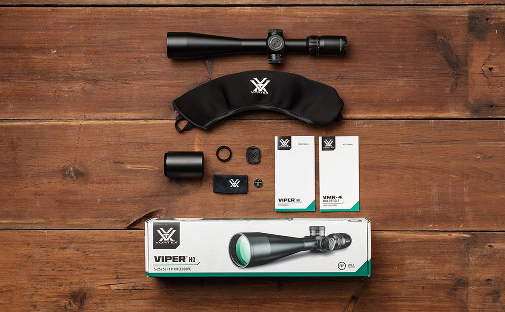Vortex Viper HD 5-25x50 FFP VMR-4 Riflescope - what's in the box