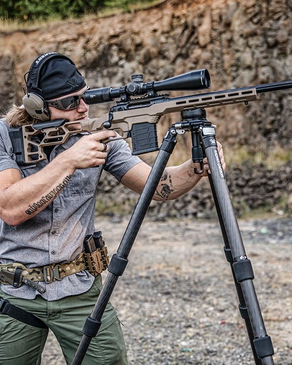 Vortex Radian Carbon Fibre Tripod in use with spotting scope