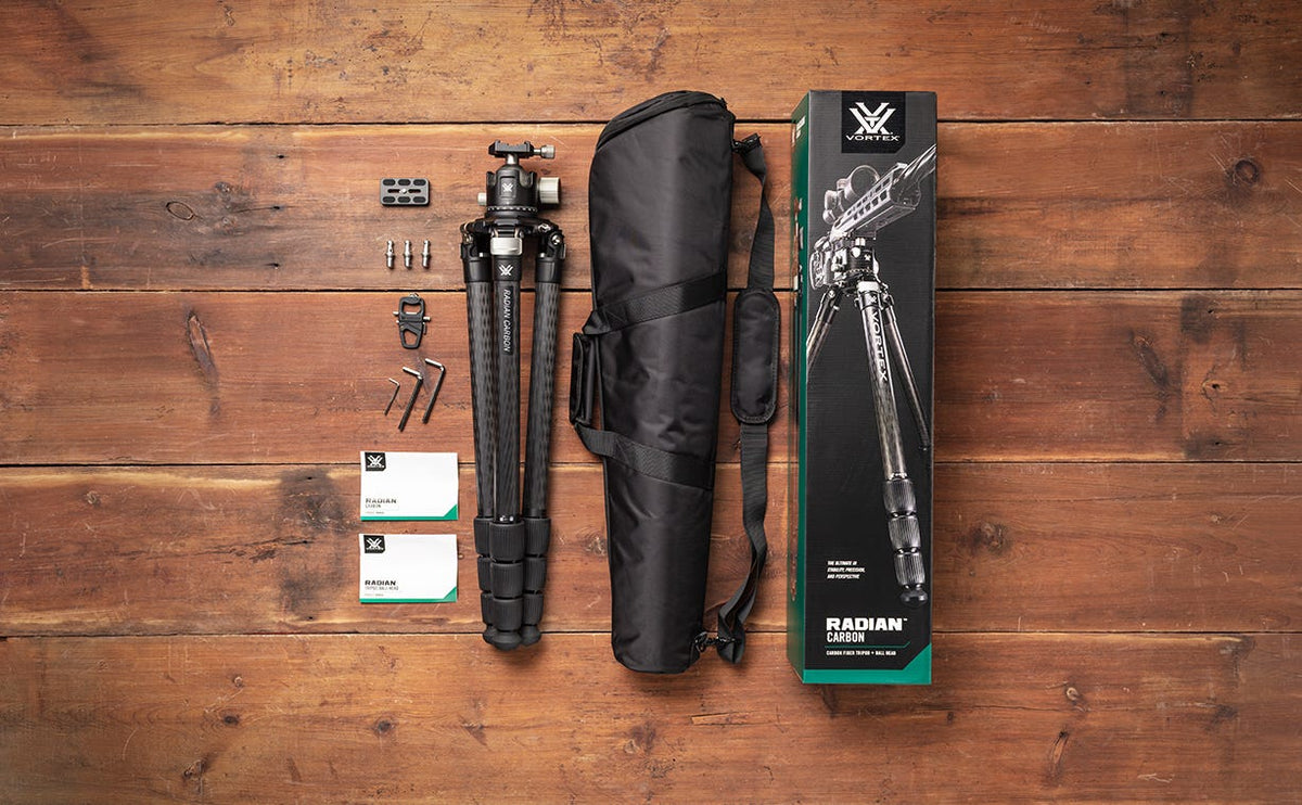 Vortex Radian Carbon Fibre Tripod Kit with Ball Head - what's in the box
