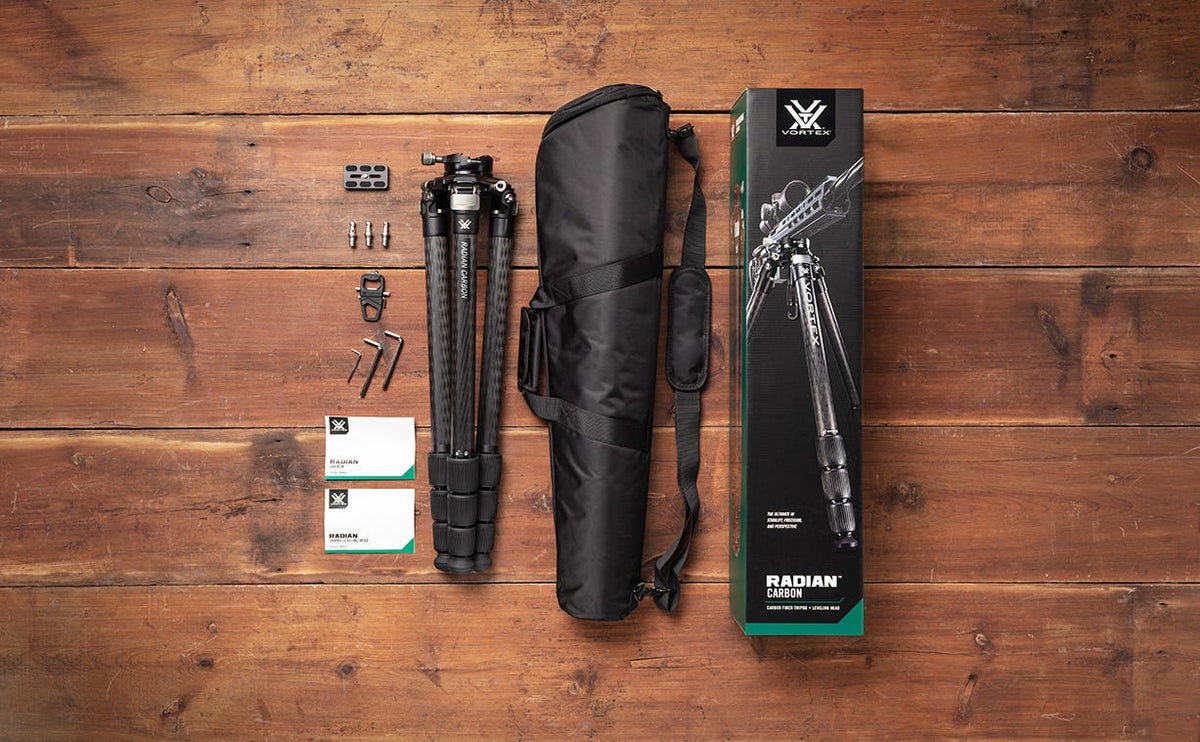 Vortex Radian Carbon Fibre Tripod Kit with Levelling Head - what's in the box