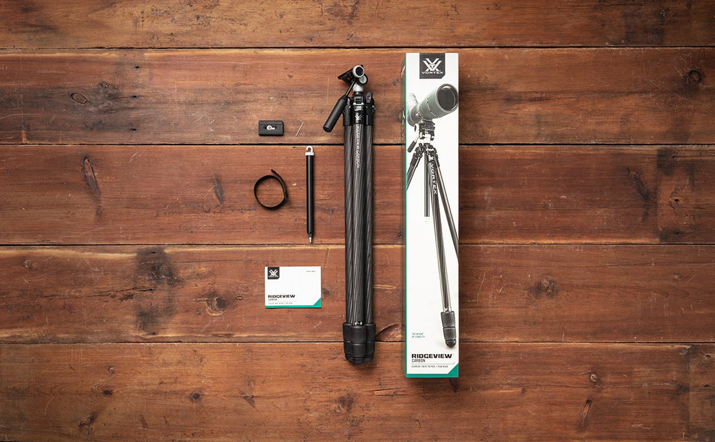 Vortex Ridgeview Carbon Fibre Tripod Kit with Pan Head - what's in the box